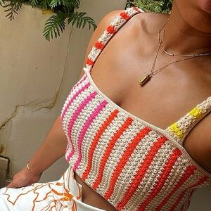 Future Collective Alani Noelle Target Crochet Knit Tank Top Multi Color Sz S